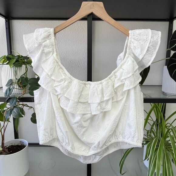 Torrid White Embroidered Cropped Top - See Measurements - Picture 4 of 4